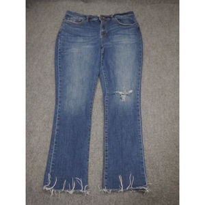 Oliver Logan Jeans Womens Size 31 Blue Medium Wash Curvy Raw Hem Denim